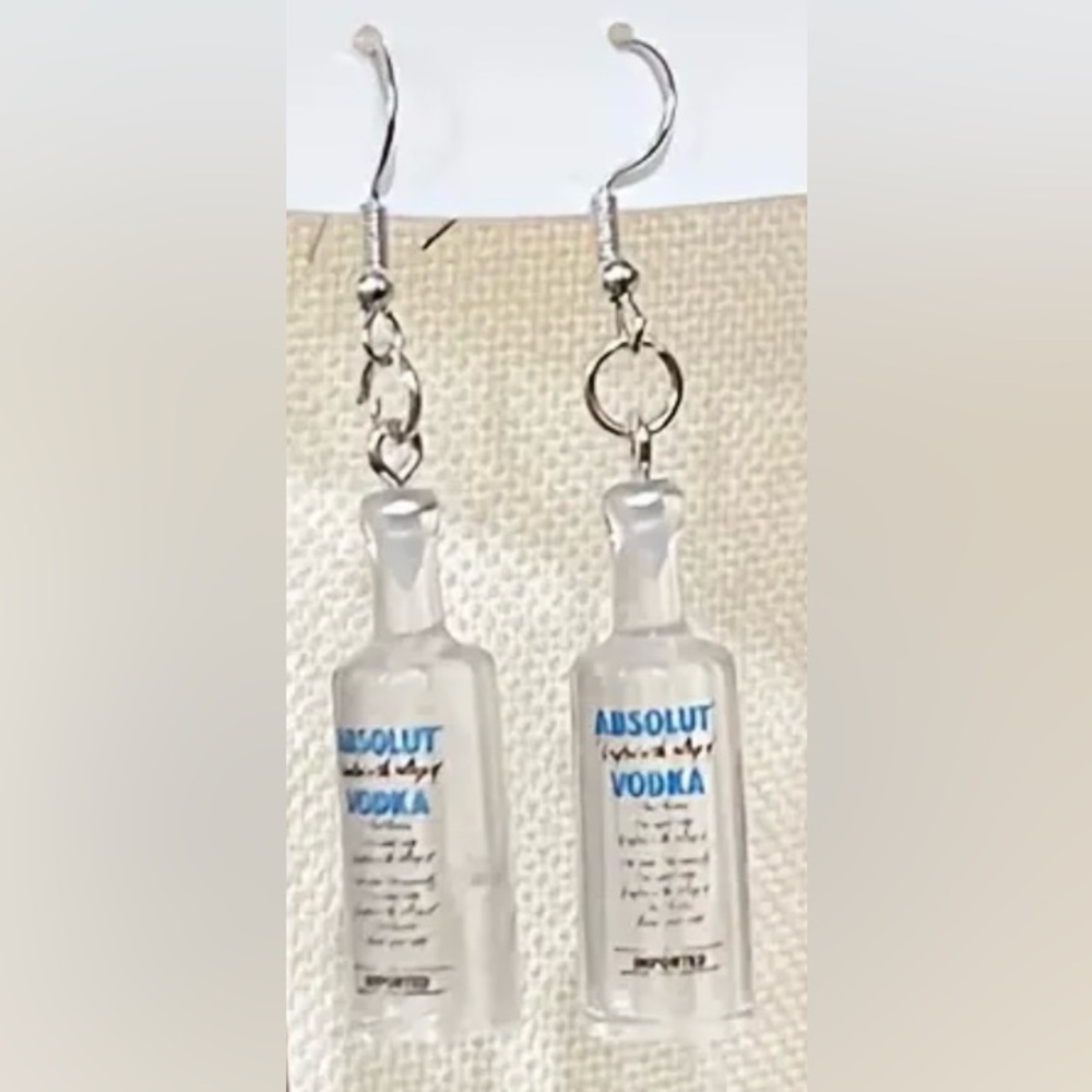 Earrings, Absolut Vodka Bottle Dangle Earrings, NIP